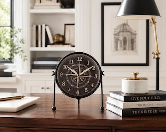 Noir Compass Shelf Clock