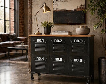 Vintage Replica Industrial Mobile Storage Console Buffet