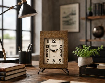 Grand Hotel Wood Organizer Table Clock