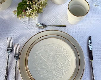 Collezione Eterna - White Plate 17cm with 12K Gold Rim GW-003