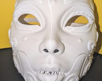 Fanged Geisha Mask, horror mask, nightmare mask, halloween cosplay, paintable