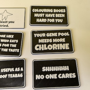 Funny Business cards, assortment of 6. 3d printed