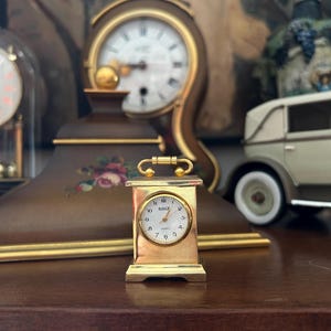 Vintage Miniature Brass Quartz Clock