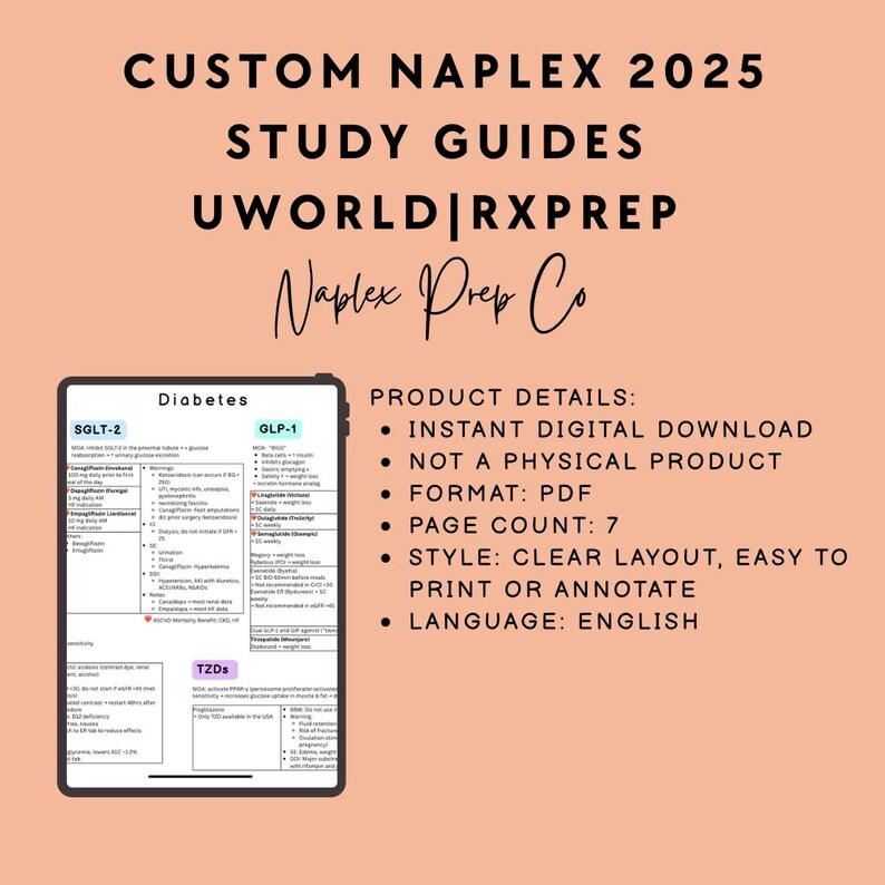 Diabetes (chapter 44) Study Guide 2025 | NAPLEX Rxprep Review PDF ...