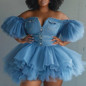 Denim Tulle Dress - Etsy