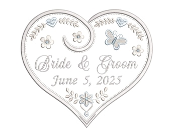 Wedding Ring Cushion Template, Ring Pillow Design, Heart Shape, Floral, Butterfly, Flowers, Machine Embroidery Design, 4 Sizes, RT300-2