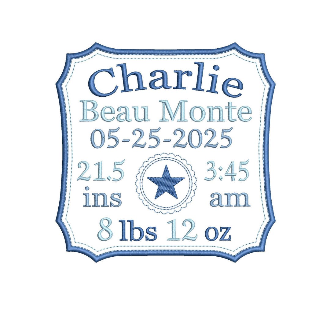 Baby Birth Template, Birth Stats, Frame, Star, Baby Boy Announcement ...