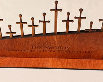 Ten Swords Wooden Puzzle | Handmade Brain Teaser Desk Toy