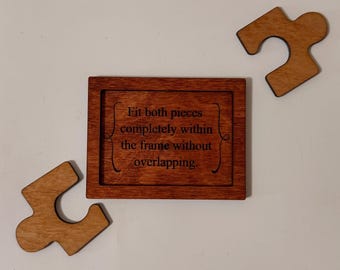 Handmade Wooden Brain Teaser Puzzle | Two Piece Fit