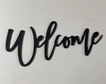 Wooden Welcome Sign - 20x8 Inch Door or Wall Decor