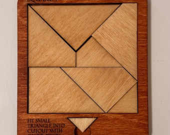 Handmade Square Wooden Puzzle | Geometric Brain Teaser