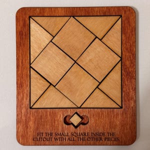Handmade Wooden Impossible Square Puzzle | Brain Teaser Tangram