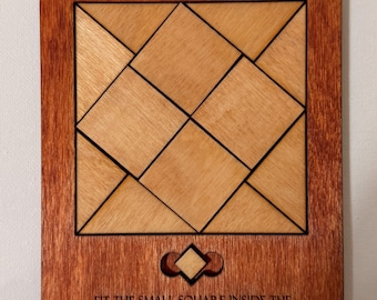 Handmade Wooden Impossible Square Puzzle | Brain Teaser Tangram