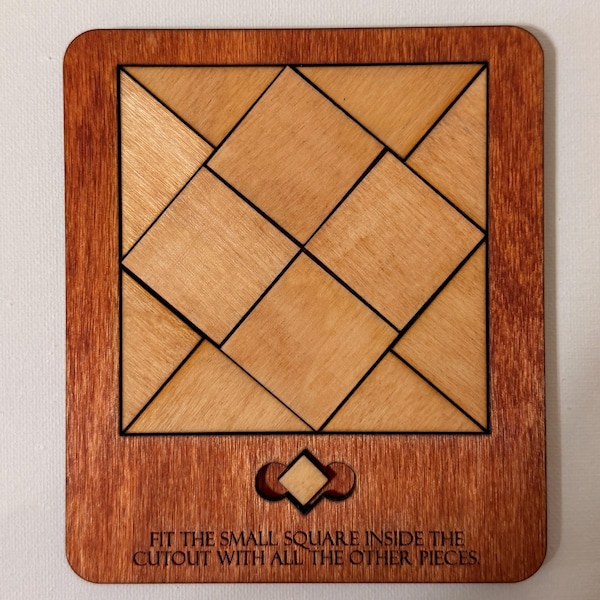 Handmade Wooden Impossible Square Puzzle | Brain Teaser Tangram