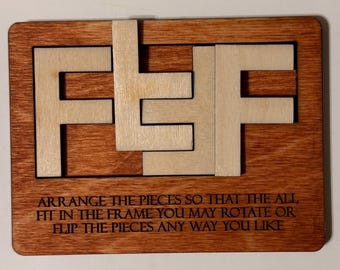 4-Piece Wooden Puzzle | Brain Teaser, Laser Cut, Handmade