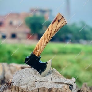 Handmade Viking Axe | Carbon Steel Hatchet | Custom Camping Axe with Wood Handle | Tactical Throwing Axe | Survival Bushcraft Tool Gift