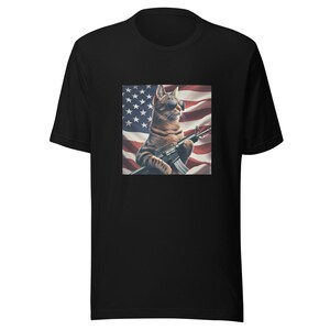 USA Made - Unisex Patriotic Cat T-shirt