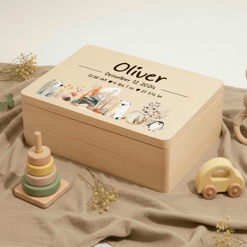 Personalized Zoo Animals Baby Memory Box – Custom Safari Keepsake ...