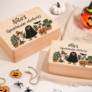 Personalized Halloween Keepsake Box – Custom Wooden Box for Halloween Gift, Basket, Blanket, Garland, Sweatshirt, Costume