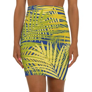 Tropical Palm Print Pencil Skirt, Summer Fashion, Casual Chic, Beachwear, Vacation Outfit, Spring Style