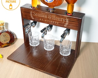 Dispensador de whisky personalizado: decantador de licor de madera grabado, decoración de bar hecha a mano, regalo de San Valentín.