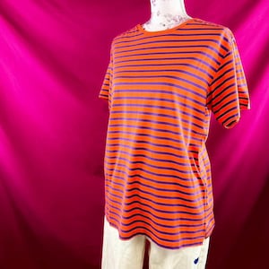 Vintage Ralph Lauren Striped Tee Shirt Orange Purple 90s 2000s Y2K Preppy Size S