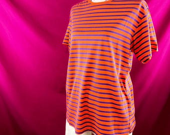 vintage Ralph Lauren rayé t-shirt orange violet des années 90 des années 2000 BCBG taille S