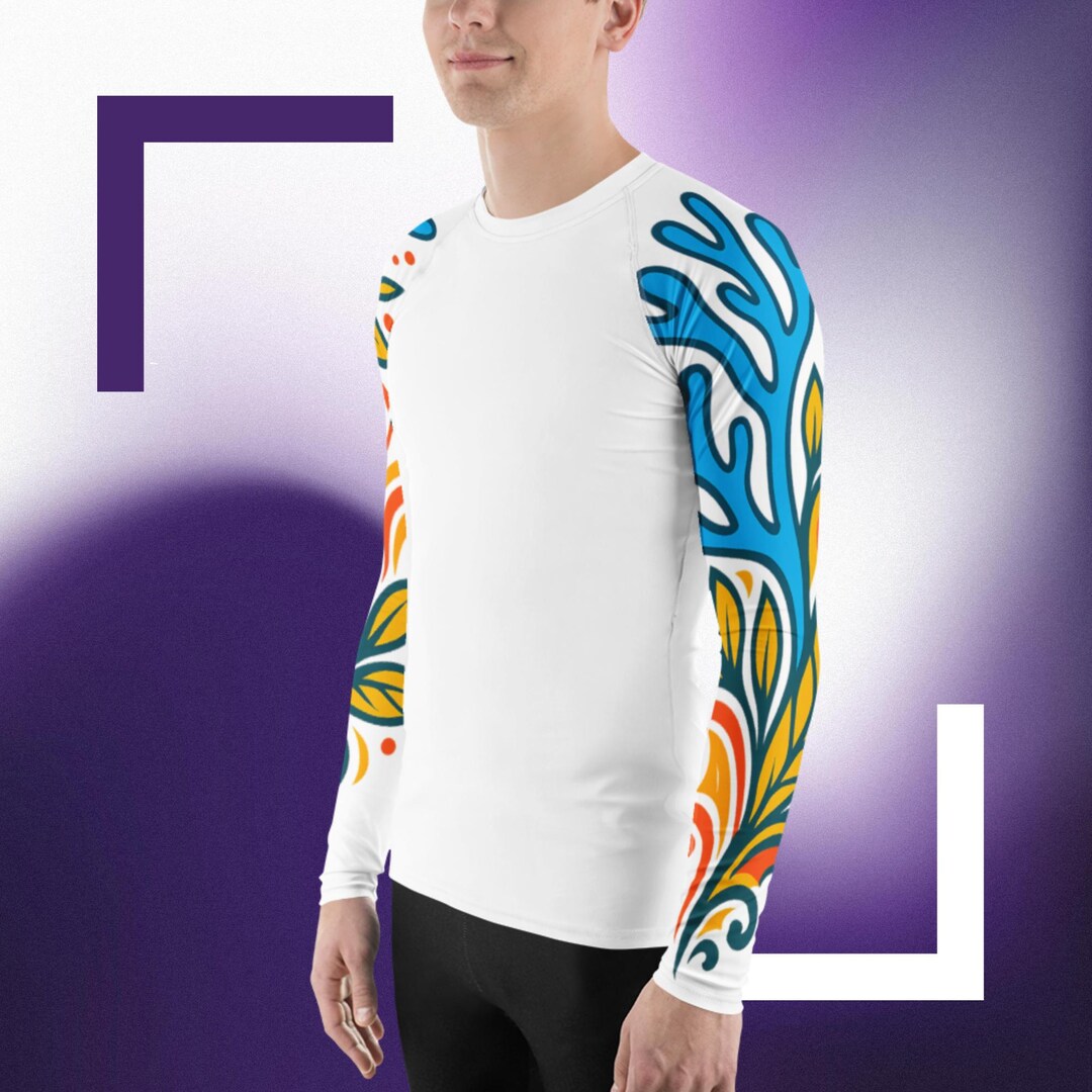 Men's Rash Guard- Hawaiian/coral Design - Etsy