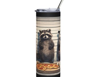 Mugshot Raccoon and Friends Pizza Tumbler