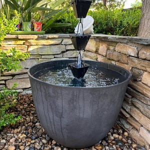 Modern Rain Chain Fountain - 8ft Tall | Zen Water Feature | Patio & Garden Art | Hidden Pump System | Outdoor Statement Piece