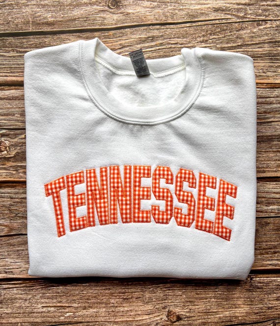 Tennessee Sweatshirt | Orange Gingham Applique Crewneck | State Pride Gift | Cozy Crewneck | Game Day Sweatshirt | Tennessee Gift