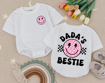 Dada's Bestie Baby Romper Sweatshirt, Daddy and Me Babysuit