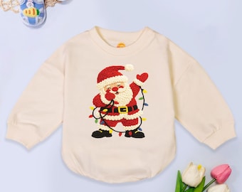 Newborn Christmas Santa Romper, Holiday Baby Outfit