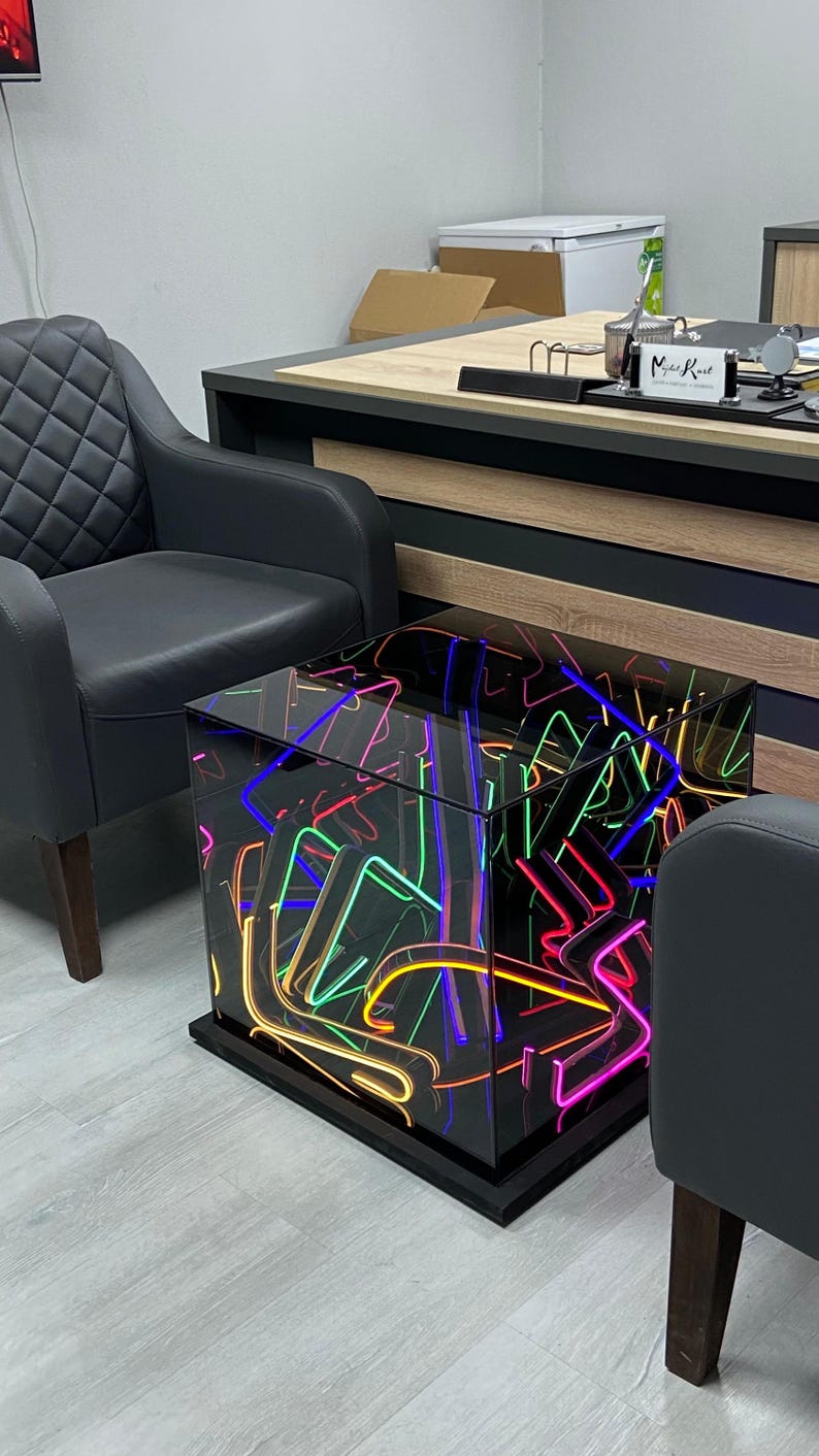 Neon Table – Modern LED Lighted Accent Table – Unique Home Decor ...