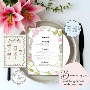 Modèle de menu bar dessiné à la main + boissons Illustrations à gribouiller personnes mignonnes Menu de bar de mariage Illustré d'affiches manuscrites de menu de cocktails