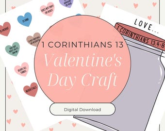 1 Corinzi 13: Barattolo dell'amore / Attività con versetti della Bibbia per bambini / Amore cristiano stampabile / Download digitale