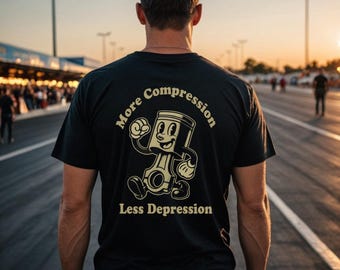 Camiseta vintage de pistón de dibujos animados: divertida camiseta para entusiastas de los coches
