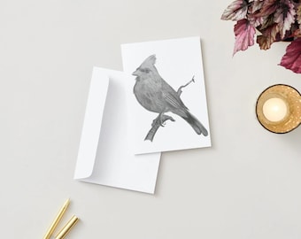 Cardinal Notecards Set: Sympathy Bird Art Stationery - Set of 10