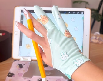 Vanilla Bunny Melon Soda (TIGHT FIT) Cute Drawing Gloves - for drawing tablet or phones