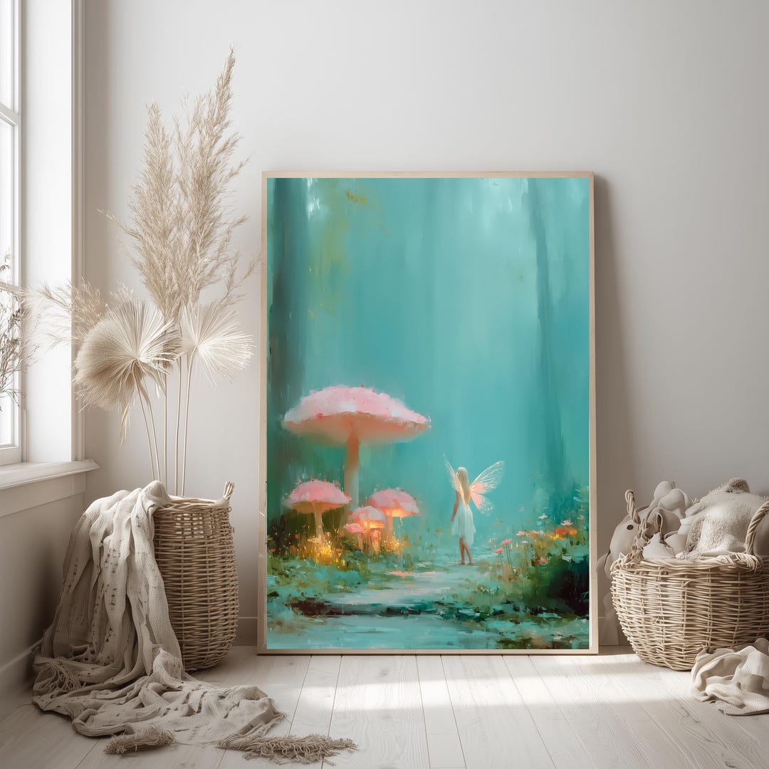 Fairy Wall Art, Enchanted Forest Fairy Print, Mushroom Fantasy Decor ...