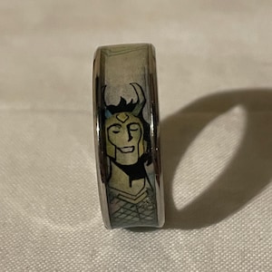 The god of mischief| Custom Wedding Band | comic book  Ring | One-of-a-Kind Comic Wedding Band Gift Men wedding bands Father’s Day gif