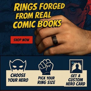 Create your own | Custom Wedding Band | Men’s Hero Ring | Superhero Wedding Ring | One-of-a-Kind Comic Wedding Band Gift  unique gifts/gifts