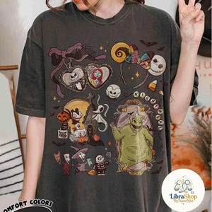 Nightmare Before Christmas Shirt, Vintage Disney Halloween Tee Jack Skellington Sally Oogie Boogie Bash 2026 Top Spooky Coquette Bow Pumpkin