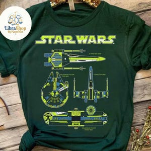 Ship Schematics Millennium Falcon X-Wing Star Wars Shirt, Galaxy's Edge Holiday Unisex T-shirt Family Birthday Gift Adult Kid Toddler Tee