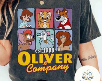 Disney Oliver & Company Characters Group Shot 1988 Shirt, Magic Kingdom Holiday Unisex T-shirt, Family Birthday Gift