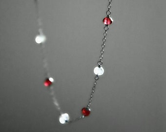 Collier gare en argent sterling grenat et pierre de lune