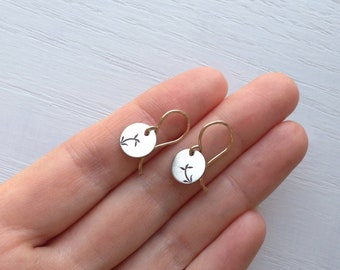 Boucles d'oreilles cercle floral en argent avec or 14 carats