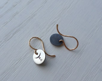 Gold silver mixed metal circle earrings