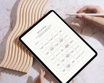 Défi Bingo sur les soins personnels à imprimer | soin bien-être minimaliste crème | Jeu sur la santé mentale PDF | Activité amusante sur l'amour de soi