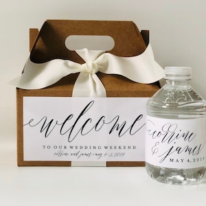 Wedding Welcome Box: Kraft Gable Box with Ribbon & Sticker